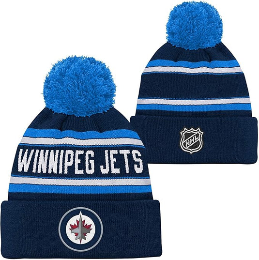 Kid's Winnipeg Jets NHL Jacquard Cuff Knit Pom Toque