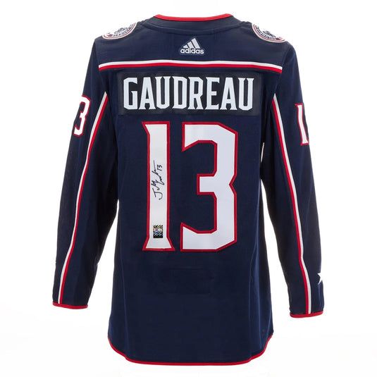 Johnny Gaudreau Signed Columbus Blue Jackets Adidas Pro Home Navy Jersey