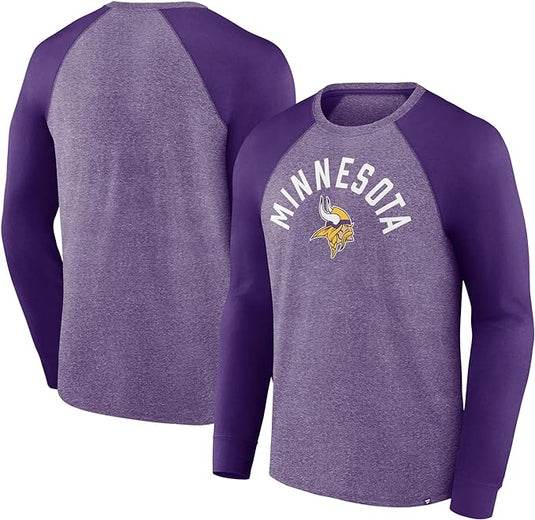 T-shirt raglan torsadé à manches longues NFL Fundamentals des Vikings du Minnesota