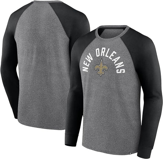 T-shirt raglan torsadé à manches longues NFL Fundamentals des Saints de la Nouvelle-Orléans