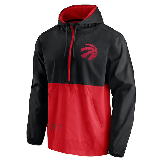 Toronto Raptors NBA Anorak Block Party Windbreaker Half-Zip Hooded Jacket