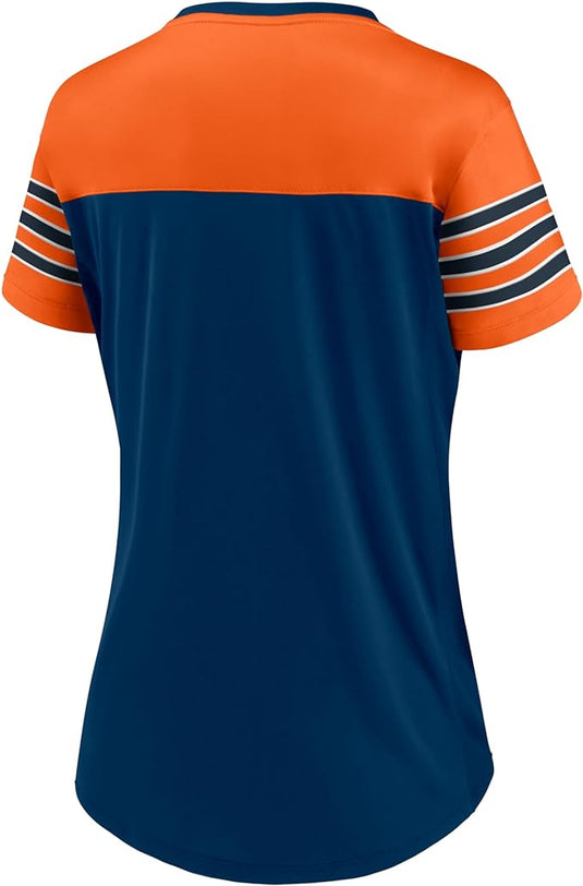 Ladies' Chicago Bears NFL Blitz & Glam Lace up V-Neck T-Shirt