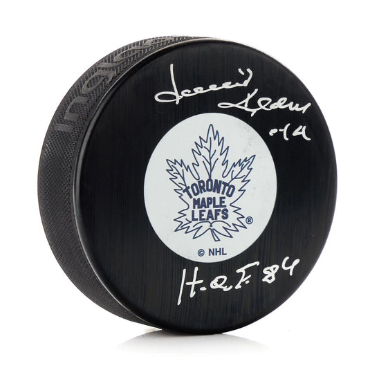 Dave Keon Signed Toronto Maple Leafs Vintage Puck with HOF Note