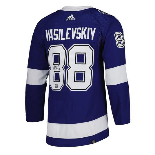 Andrei Vasilevskiy Signed Tampa Bay Lightning Adidas Pro Home Blue Jersey