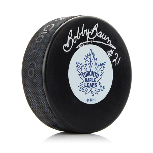 Bobby Baun Signed Toronto Maple Leafs Vintage Puck