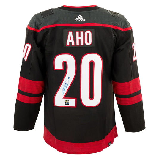 Sebastian Aho Signed Carolina Hurricanes Adidas Pro Home Black Jersey