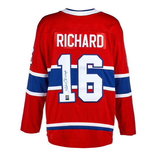 Henri Richard Signed Montreal Canadiens Fanatics Breakaway Home Red Jersey