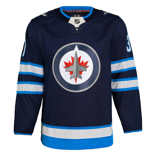 Connor Hellebuyck Signed Winnipeg Jets Fanatics Premium Home Navy Jersey