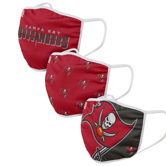 Unisex Tampa Bay Buccaneers NFL 3-pack Resuable Gametime Face Covers