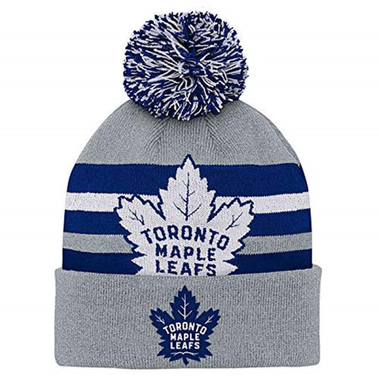 Youth Toronto Maple Leafs NHL Gray Heritage Cuffed Knit Pom Pom Toque
