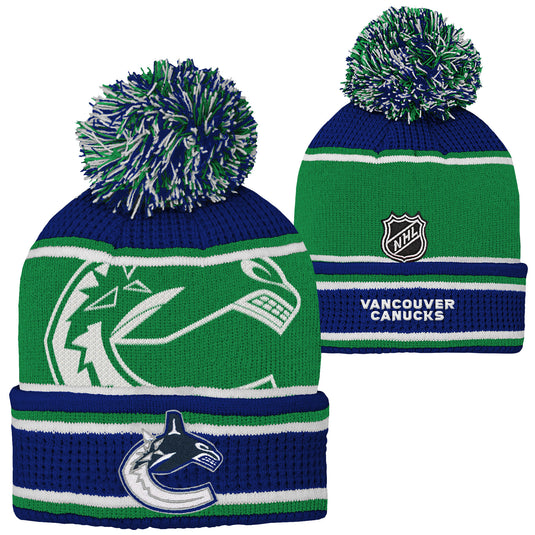 Youth Vancouver Canucks NHL Grinder Pom Pom Cuff Knit Toque