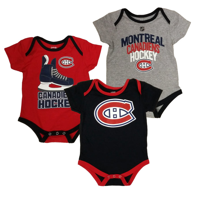Montreal Canadiens NHL Hat Trick 3-Pack Bodysuit