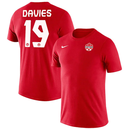 Alphonso Davies T-shirt avec nom et numéro Nike de Canada Soccer pour hommes