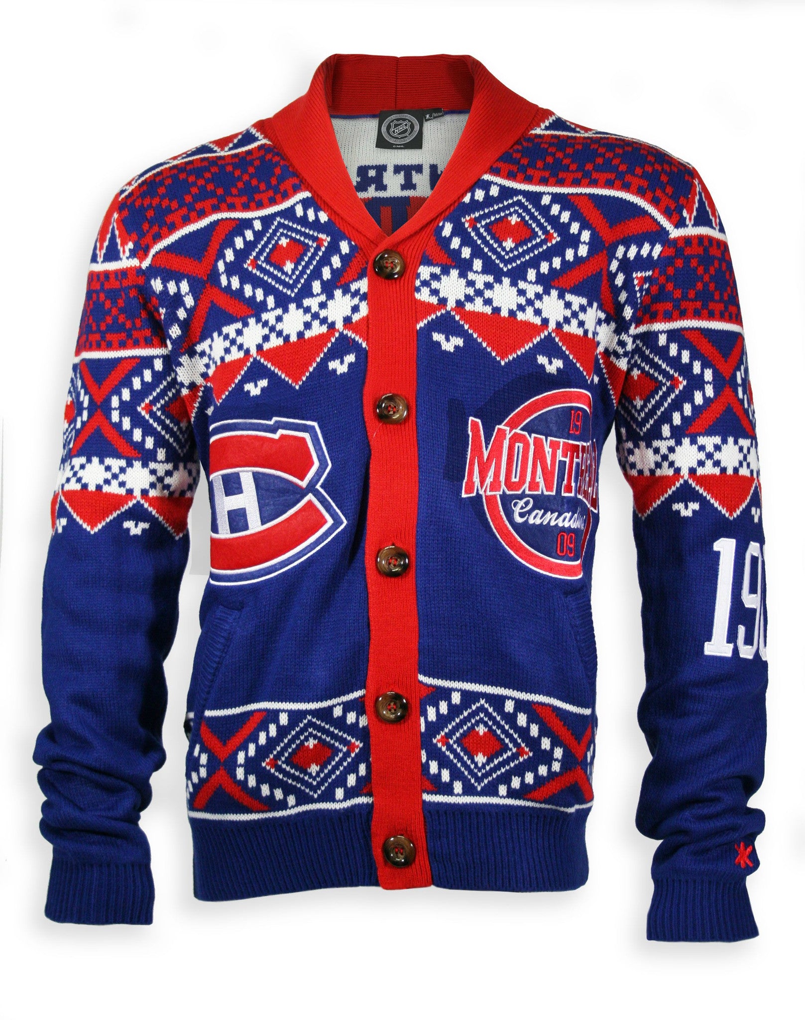 ILANCO National Hockey League Montreal Canadiens NHL Cardigan Sweater NEW  Sz. XL