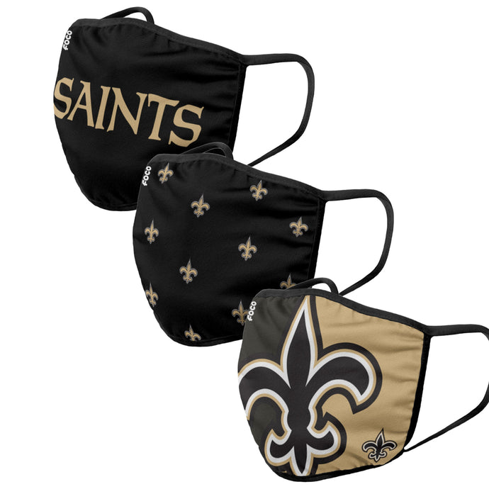 Unisex New Orleans Saints NFL 3-pack Resuable Gametime Face Covers