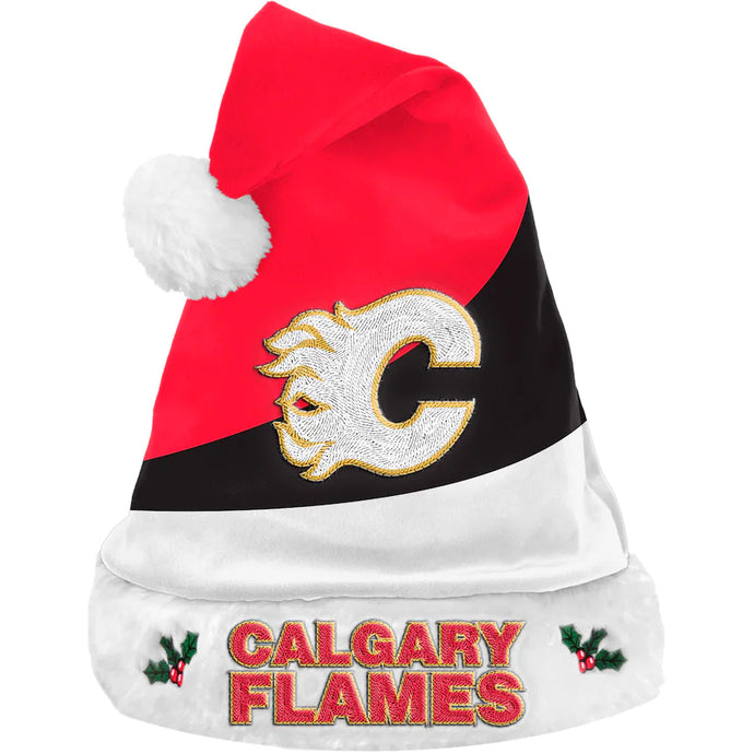 Calgary Flames NHL 3-Tone Plush Santa Hat