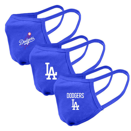 Unisex Brooklyn Dodgers MLB 3-pack Reusable Team Logo Royal Face Masks