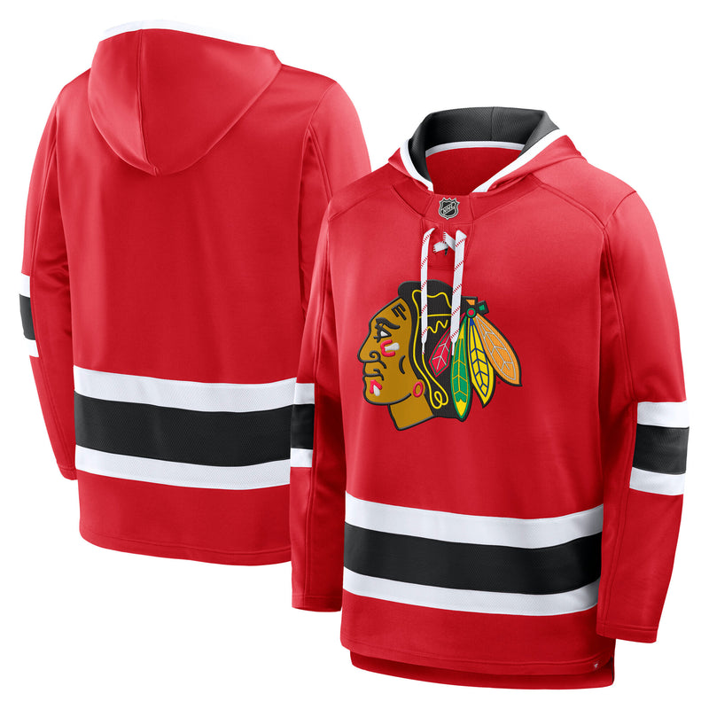 Load image into Gallery viewer, Chicago Blackhawks NHL Puck Deep Lace-Up Hoodie 2.0
