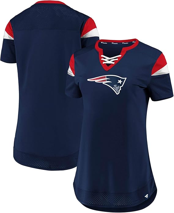 Load image into Gallery viewer, Ladies' New England Patriots NFL Draft Me Lace up V-Neck T-Shirt
