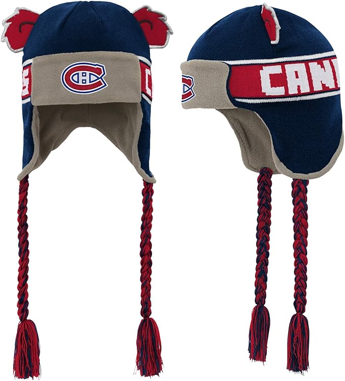 Load image into Gallery viewer, Youth Montreal Canadiens NHL Wordmark Ears Trooper Knit Hat
