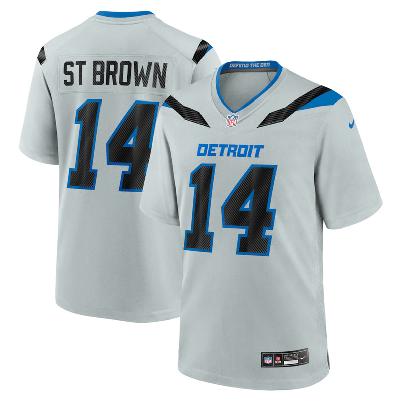 Load image into Gallery viewer, Amon-Ra St. Brown Detroit Lions NFL Nike Game Player Rivalries Silver Jersey
