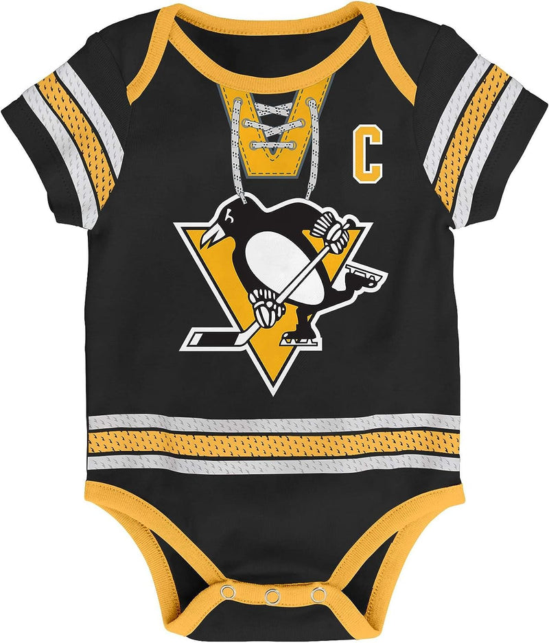 Chargez l&#39;image dans la visionneuse de la galerie, Nom et numéro de la LNH des Penguins de Pittsburgh de Sidney Crosby pour bébé Creeper
