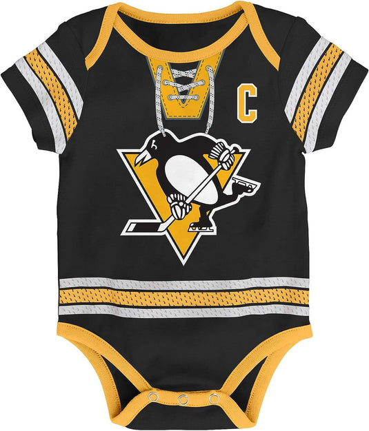 Nom et numéro de la LNH des Penguins de Pittsburgh de Sidney Crosby pour bébé Creeper