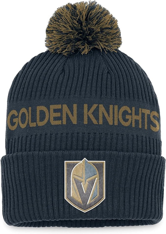 Tuque à pompon authentique avec mot-symbole professionnel de la LNH des Golden Knights de Vegas pour jeunes