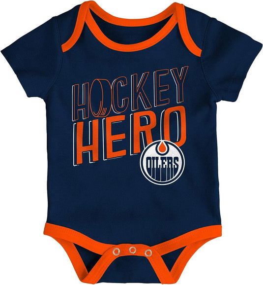 Ensemble de 3 Creeper triples Clappers de la LNH des Oilers d'Edmonton pour nourrissons