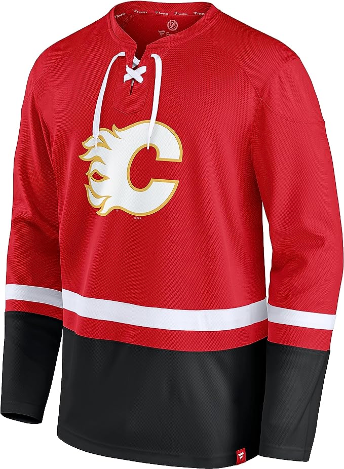 Load image into Gallery viewer, Calgary Flames NHL Super Mission Slapshot Lace-Up Pullover Sweatshirt
