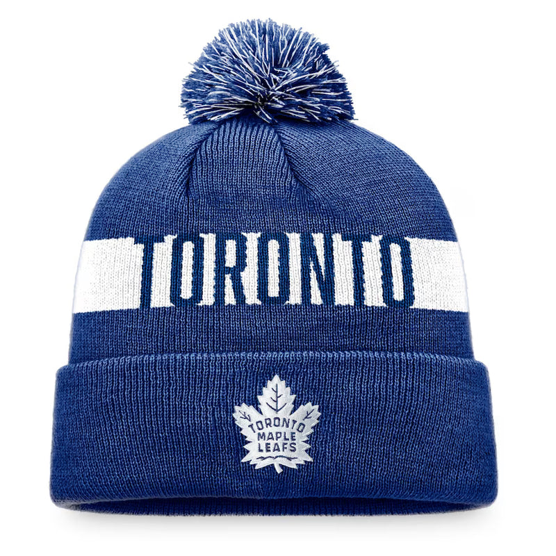 Chargez l&#39;image dans la visionneuse de la galerie, Tuque en tricot à revers avec patch fondamental de la LNH des Maple Leafs de Toronto
