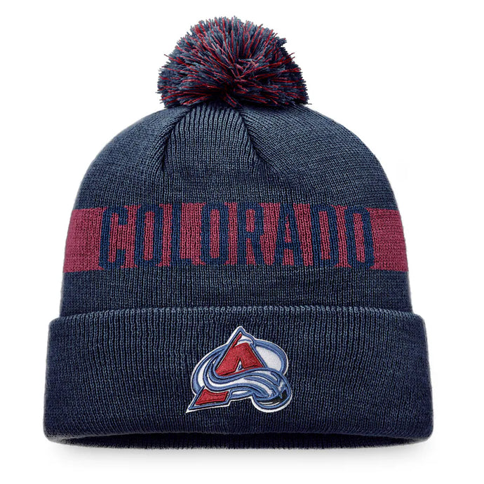 Tuque en tricot à revers avec patch fondamental de la LNH de l'Avalanche du Colorado