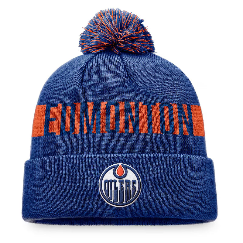 Chargez l&#39;image dans la visionneuse de la galerie, Tuque en tricot à revers avec patch fondamental de la LNH des Oilers d&#39;Edmonton
