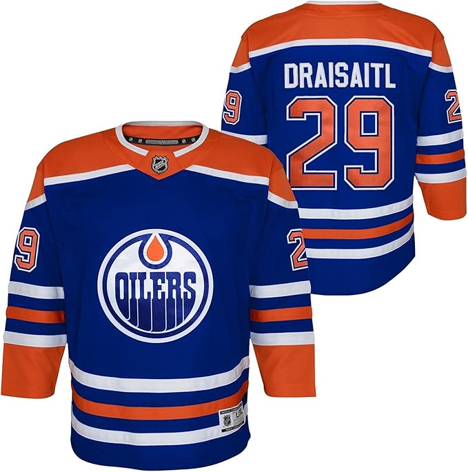 Load image into Gallery viewer, Youth Leon Draisaitl Edmonton Oilers NHL Premier Royal Team Jersey
