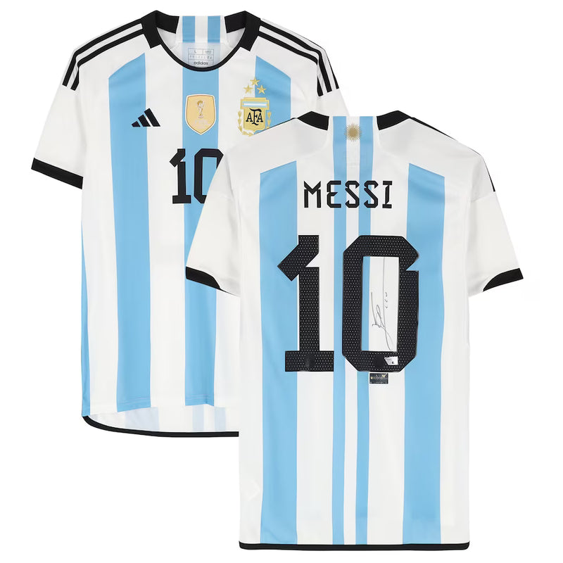 Chargez l&#39;image dans la visionneuse de la galerie, Lionel Messi Signed Argentina National Team 2022-2023 Replica Jersey
