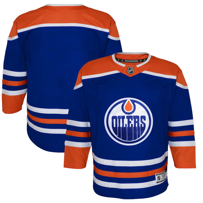 Load image into Gallery viewer, Youth Edmonton Oilers NHL Premier Home Royal Jersey
