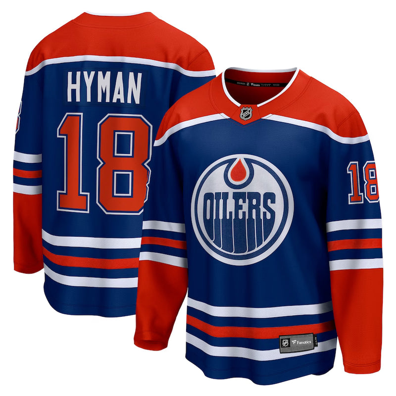 Load image into Gallery viewer, Zach Hyman Edmonton Oilers NHL Fanatics Breakaway Royal Home Jersey
