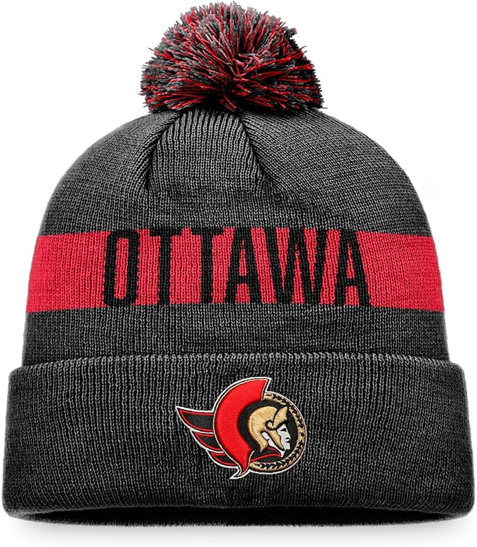 Chargez l&#39;image dans la visionneuse de la galerie, Tuque en tricot à revers avec patch fondamental de la LNH des Sénateurs d&#39;Ottawa
