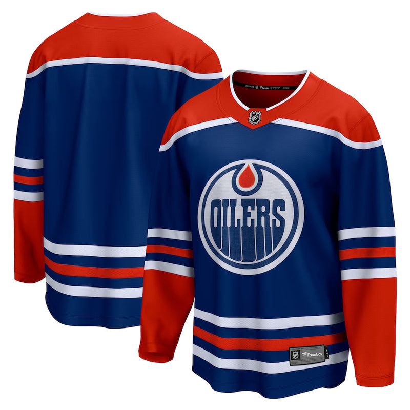 Load image into Gallery viewer, Edmonton Oilers NHL Fanatics Breakaway Home Royal Jersey
