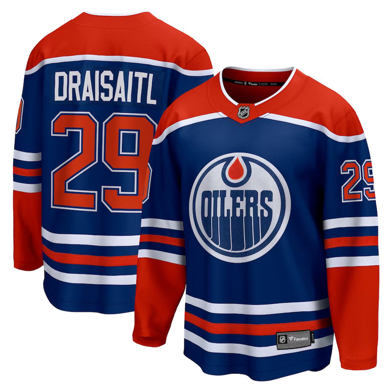 Load image into Gallery viewer, Leon Draisaitl Edmonton Oilers NHL Fanatics Breakaway Royal Home Jersey
