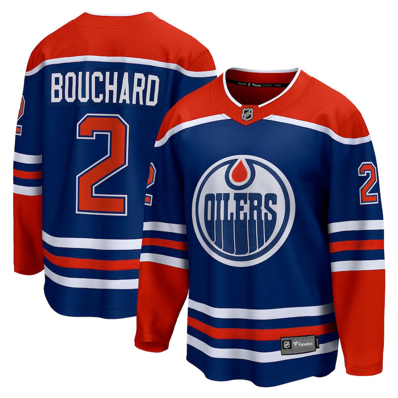 Chargez l&#39;image dans la visionneuse de la galerie, Evan Bouchard Edmonton Oilers NHL Fanatics Breakaway Royal Home Jersey
