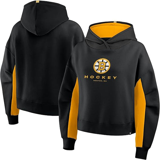Ladies' Boston Bruins NHL Navy Back Check Boxy Hoodie