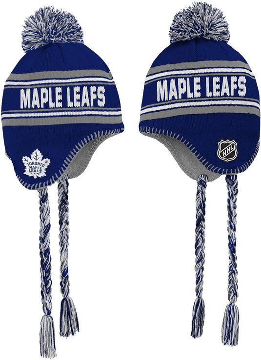 Youth Toronto Maple Leafs NHL Jacquard Tassel Pom Knit Hat