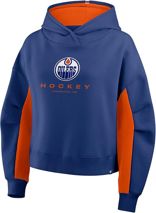 Ladies' Edmonton Oilers NHL Navy Back Check Boxy Hoodie
