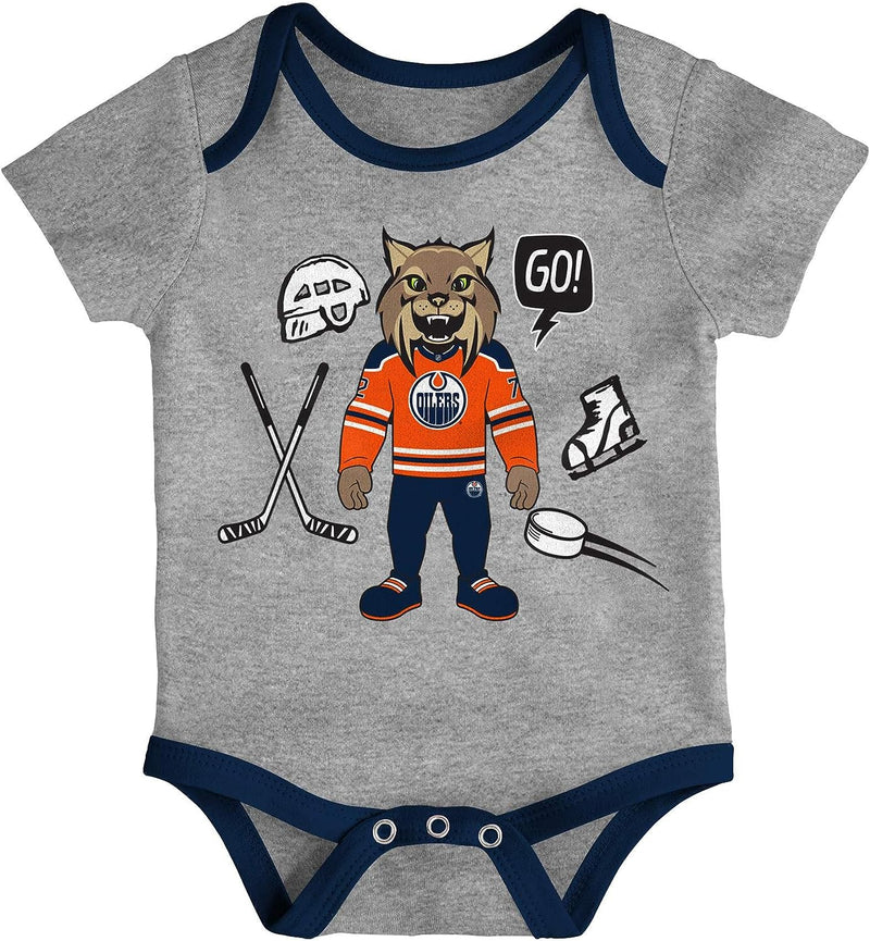 Load image into Gallery viewer, Infant Edmonton Oilers NHL Triple Clappers 3-Pack Creeper Set
