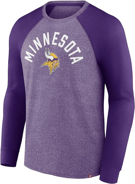 T-shirt raglan torsadé à manches longues NFL Fundamentals des Vikings du Minnesota