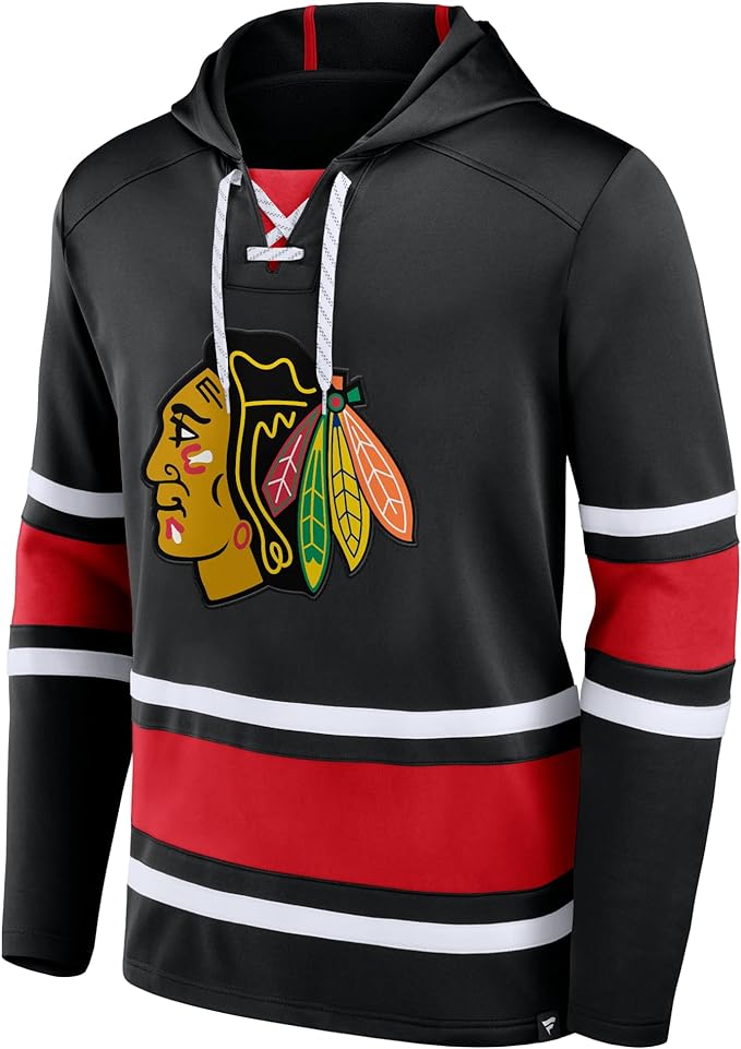 Chicago Blackhawks NHL Puck Deep Lace Up Hoodie Sport Army
