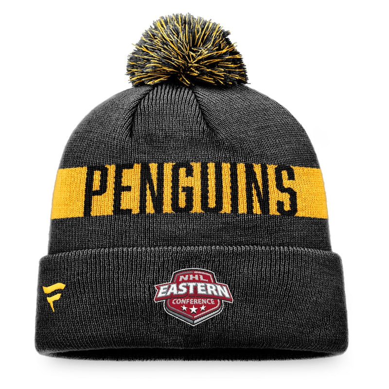 Chargez l&#39;image dans la visionneuse de la galerie, Tuque en tricot à revers avec patch fondamental de la LNH des Penguins de Pittsburgh
