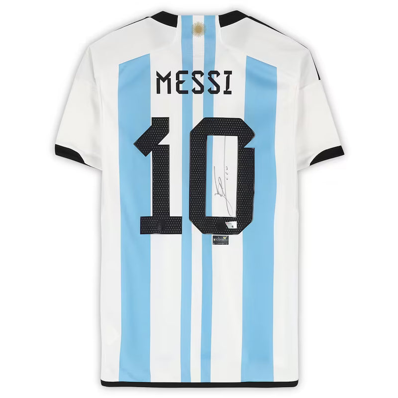 Chargez l&#39;image dans la visionneuse de la galerie, Lionel Messi Signed Argentina National Team 2022-2023 Replica Jersey

