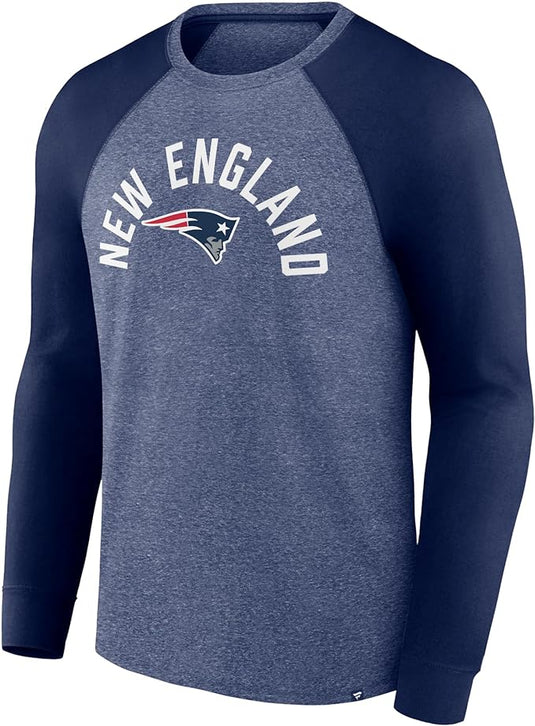 T-shirt raglan torsadé à manches longues NFL Fundamentals des Patriots de la Nouvelle-Angleterre